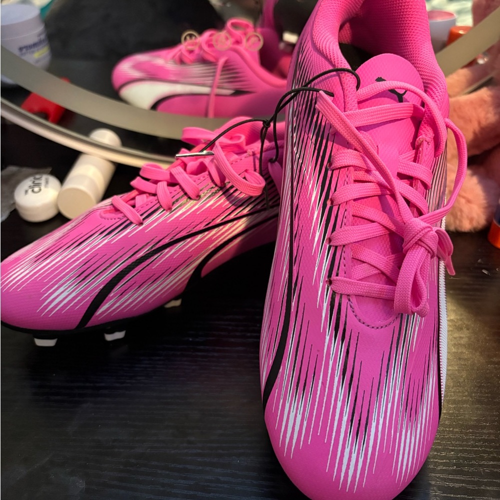 Puma Pink and Black Soccer Cleats